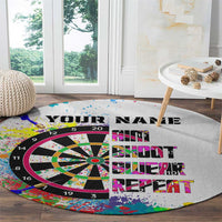 Colorful Dartboard and Splatter Paint Darts Round Carpet Personalized Motivational Quote - Wonder Print Shop