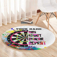Colorful Dartboard and Splatter Paint Darts Round Carpet Personalized Motivational Quote - Wonder Print Shop