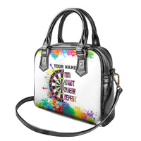 Colorful Dartboard and Splatter Paint Darts Shoulder Handbag Personalized Motivational Quote - Wonder Print Shop