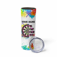 Colorful Dartboard and Splatter Paint Darts Skinny Tumbler Personalized Motivational Quote - Wonder Print Shop