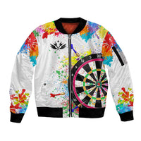 Colorful Dartboard and Splatter Paint Darts Sleeve Zip Bomber Jacket Personalized Motivational Quote - Wonder Print Shop