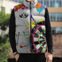 Colorful Dartboard and Splatter Paint Darts Sleeveless Puffer Jacket Personalized Motivational Quote - Wonder Print Shop