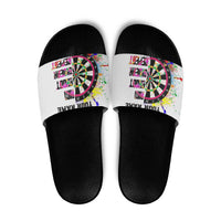 Colorful Dartboard and Splatter Paint Darts Slide Sandals Personalized Motivational Quote - Wonder Print Shop