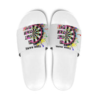 Colorful Dartboard and Splatter Paint Darts Slide Sandals Personalized Motivational Quote - Wonder Print Shop