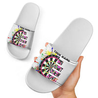 Colorful Dartboard and Splatter Paint Darts Slide Sandals Personalized Motivational Quote - Wonder Print Shop