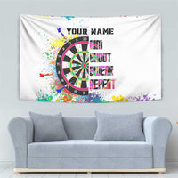 Colorful Dartboard and Splatter Paint Darts Tapestry Personalized Motivational Quote - Wonder Print Shop