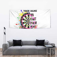 Colorful Dartboard and Splatter Paint Darts Tapestry Personalized Motivational Quote - Wonder Print Shop