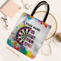 Colorful Dartboard and Splatter Paint Darts Tote Bag Personalized Motivational Quote - Wonder Print Shop