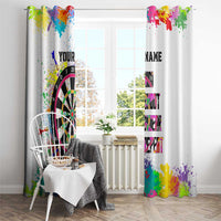 Colorful Dartboard and Splatter Paint Darts Window Curtain Personalized Motivational Quote - Wonder Print Shop