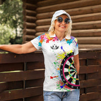 Colorful Dartboard and Splatter Paint Darts Women Polo Shirt Personalized Motivational Quote - Wonder Print Shop