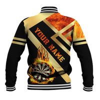 Flaming Dartboard Darts Baseball Jacket Personalized Bold Geometric Patterns - Wonder Print Shop