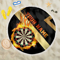 Flaming Dartboard Darts Beach Blanket Personalized Bold Geometric Patterns - Wonder Print Shop