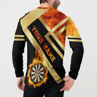 Flaming Dartboard Darts Button Sweatshirt Personalized Bold Geometric Patterns - Wonder Print Shop