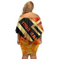 Flaming Dartboard Darts Family Matching Off Shoulder Short Dress and Hawaiian Shirt Personalized Bold Geometric Patterns - Wonder Print Shop