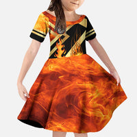 Flaming Dartboard Darts Family Matching Short Sleeve Bodycon Dress and Hawaiian Shirt Personalized Bold Geometric Patterns - Wonder Print Shop
