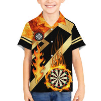 Flaming Dartboard Darts Family Matching Summer Maxi Dress and Hawaiian Shirt Personalized Bold Geometric Patterns - Wonder Print Shop