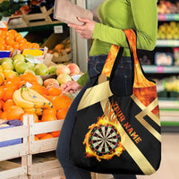 Flaming Dartboard Darts Grocery Bag Personalized Bold Geometric Patterns - Wonder Print Shop