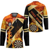 Flaming Dartboard Darts Hockey Jersey Personalized Bold Geometric Patterns - Wonder Print Shop