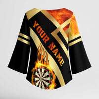 Flaming Dartboard Darts Kimono Sleeve Blouse Personalized Bold Geometric Patterns - Wonder Print Shop
