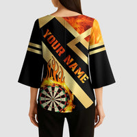Flaming Dartboard Darts Kimono Sleeve Blouse Personalized Bold Geometric Patterns - Wonder Print Shop