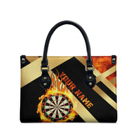 Flaming Dartboard Darts Leather Bag Personalized Bold Geometric Patterns - Wonder Print Shop