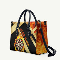 Flaming Dartboard Darts Leather Bag Personalized Bold Geometric Patterns - Wonder Print Shop