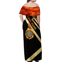 Flaming Dartboard Darts Off Shoulder Maxi Dress Personalized Bold Geometric Patterns - Wonder Print Shop