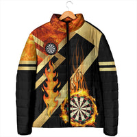 Flaming Dartboard Darts Padded Jacket Personalized Bold Geometric Patterns - Wonder Print Shop