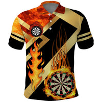 Flaming Dartboard Darts Polo Shirt Personalized Bold Geometric Patterns - Wonder Print Shop