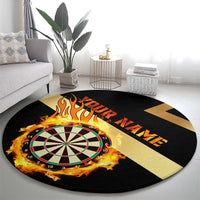 Flaming Dartboard Darts Round Carpet Personalized Bold Geometric Patterns - Wonder Print Shop