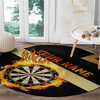 Flaming Dartboard Darts Round Carpet Personalized Bold Geometric Patterns - Wonder Print Shop