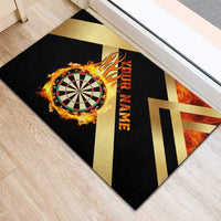 Flaming Dartboard Darts Rubber Doormat Personalized Bold Geometric Patterns - Wonder Print Shop