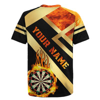 Flaming Dartboard Darts Rugby Jersey Personalized Bold Geometric Patterns - Wonder Print Shop