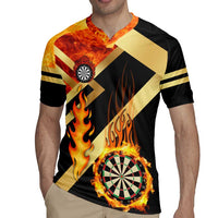 Flaming Dartboard Darts Rugby Jersey Personalized Bold Geometric Patterns - Wonder Print Shop