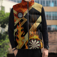 Flaming Dartboard Darts Sleeveless Puffer Jacket Personalized Bold Geometric Patterns - Wonder Print Shop