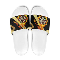 Flaming Dartboard Darts Slide Sandals Personalized Bold Geometric Patterns - Wonder Print Shop