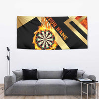 Flaming Dartboard Darts Tapestry Personalized Bold Geometric Patterns - Wonder Print Shop