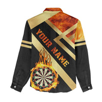 Flaming Dartboard Darts Women Casual Shirt Personalized Bold Geometric Patterns - Wonder Print Shop