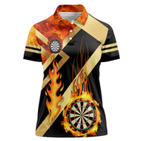 Flaming Dartboard Darts Women Polo Shirt Personalized Bold Geometric Patterns - Wonder Print Shop