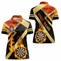 Flaming Dartboard Darts Women Polo Shirt Personalized Bold Geometric Patterns - Wonder Print Shop
