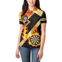 Flaming Dartboard Darts Women Polo Shirt Personalized Bold Geometric Patterns - Wonder Print Shop