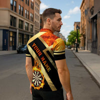 Flaming Dartboard Darts Zipper Polo Shirt Personalized Bold Geometric Patterns - Wonder Print Shop