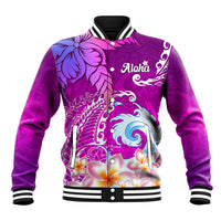 Hawaii Plumeria Flower Baseball Jacket Plumeria FLowers And Polynesian Pattern - Wonder Print Shop