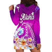 Hawaii Plumeria Flower Hoodie Dress Plumeria FLowers And Polynesian Pattern - Wonder Print Shop