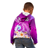 Hawaii Plumeria Flower Kid Hoodie Plumeria FLowers And Polynesian Pattern - Wonder Print Shop