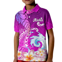 Hawaii Plumeria Flower Kid Polo Shirt Plumeria FLowers And Polynesian Pattern - Wonder Print Shop