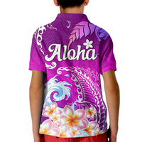 Hawaii Plumeria Flower Kid Polo Shirt Plumeria FLowers And Polynesian Pattern - Wonder Print Shop