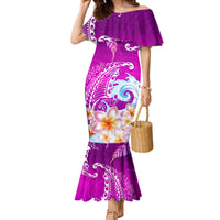 Hawaii Plumeria Flower Mermaid Dress Plumeria FLowers And Polynesian Pattern - Wonder Print Shop