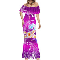 Hawaii Plumeria Flower Mermaid Dress Plumeria FLowers And Polynesian Pattern - Wonder Print Shop
