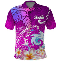 Hawaii Plumeria Flower Polo Shirt Plumeria FLowers And Polynesian Pattern - Wonder Print Shop